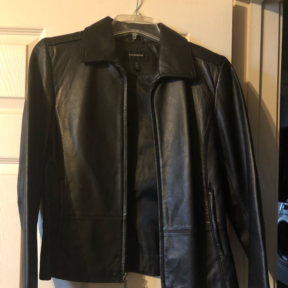 100% leather jacket- Black- size small- worn once